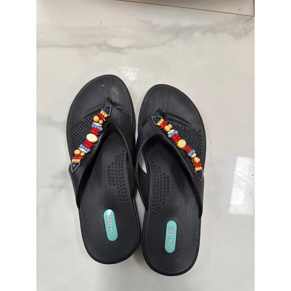 OkaB Women's Black  Summer Flip Flop Sandals Made in USA Size ML - Picture 8 of 11